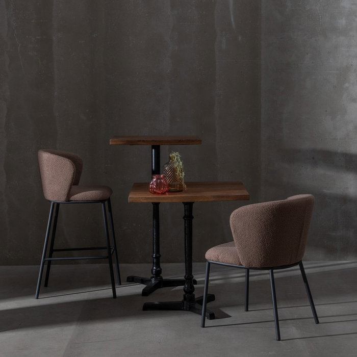 Silla Marrón Tejido-Metal Salón 58 X 52 X 77 cm (Set de 2)