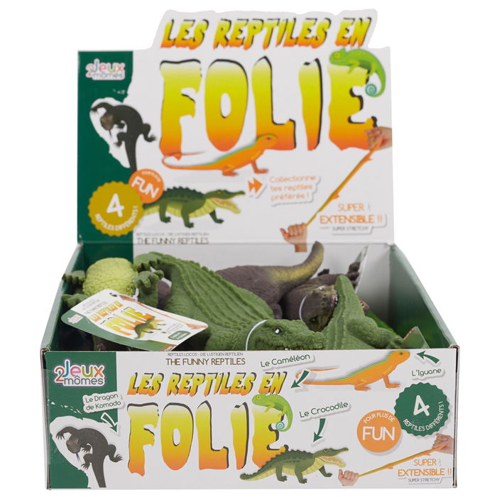 Jeux 2 momes Reptil Elástico Antiestrés Deformable Modelos Surtidos (Cocodrilo, Iguana, Camaleón, Dragón Komodo) A Partir de 3 Años