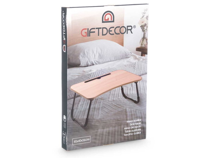 Giftdecor Mesa Plegable Madera MDF Marrón y Negro 60x40x26cm Max 10kg (Set de 8)