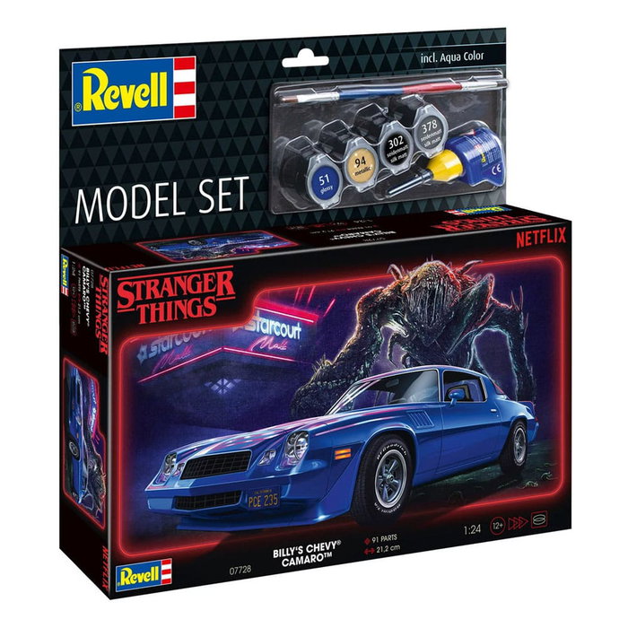 Stranger Things Kit completo de Maqueta 1/25 Chevy Camaro Z/28 (Aqua Color) 19 cm Stranger Things Kit completo de Maqueta 1/25 Chevy Camaro Z/28 (Aqua Color) 19 cm