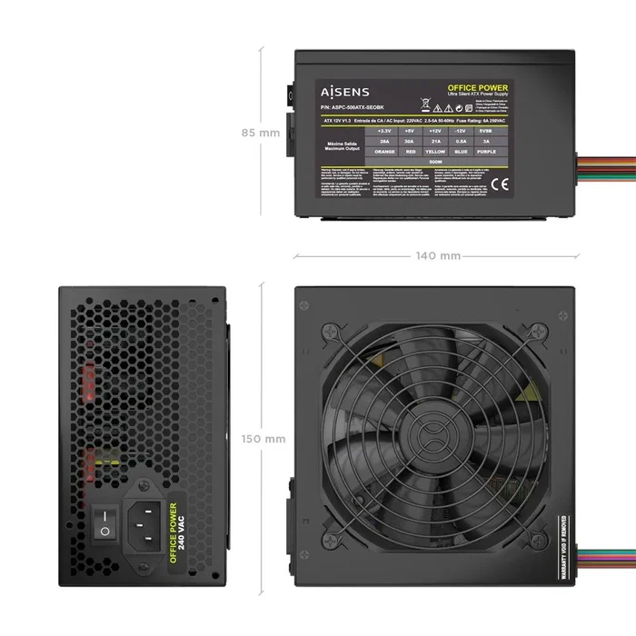 Aisens Fuente de Alimentación ATX 500W OEM Negra ASPC-500ATX-SEOBK