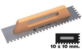 Rubi Peine de Acero 48 cm con Mango de Madera Cerrado y Dentado 10x10 mm