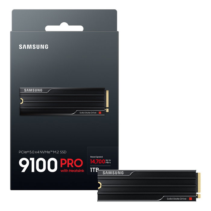 Samsung 9100 Pro Heatsink NVMe 1TB PCIe 5.0 SSD Interna M.2 2280, Lectura 14700 MB/s, Escritura 13300 MB/s Samsung 9100 Pro Heatsink NVMe 1TB PCIe 5.0 SSD Interna M.2 2280, Lectura 14700 MB/s, Escritura 13300 MB/s