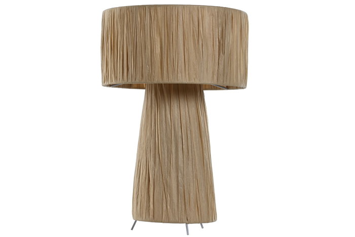 DKD Home Decor Lámpara de Sobremesa de Rafia y Metal Natural