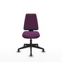 Silla de oficina Elche con mecanismo Asincro tapizada con Similpiel color Morado. Equipada con Base piramidal negra, Sin brazos y Ruedas 65 mm parqué