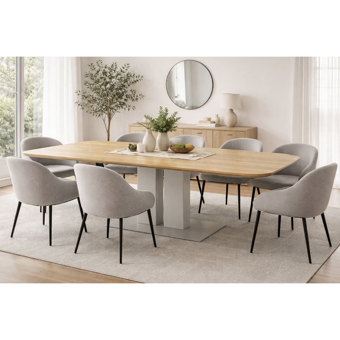 DKD Home Decor Mesa de Comedor de Acacia y Metal Natural/Blanco 200x100x76 cm