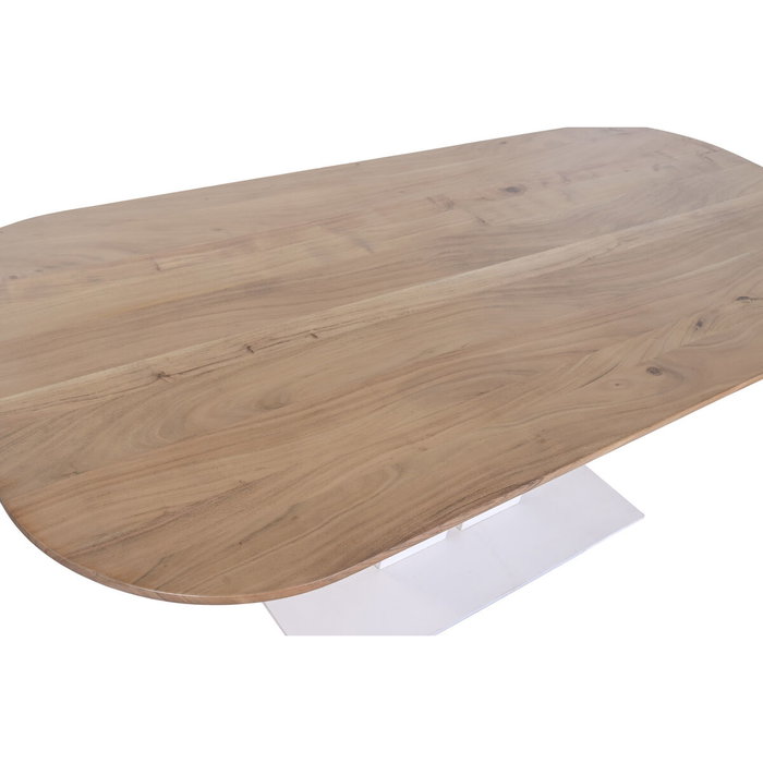 DKD Home Decor Mesa de Comedor de Acacia y Metal Natural/Blanco 200x100x76 cm