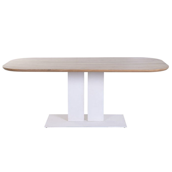 DKD Home Decor Mesa de Comedor de Acacia y Metal Natural/Blanco 200x100x76 cm