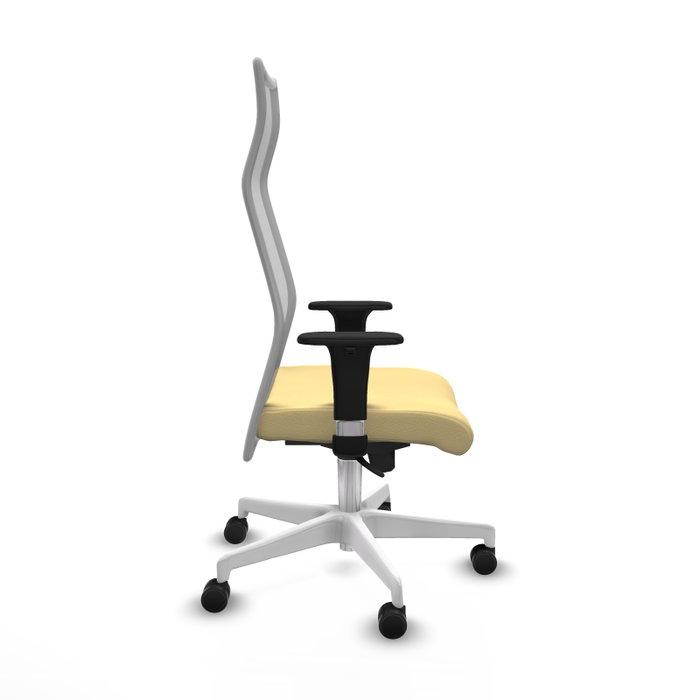Piqueras Y Crespo Sillón Albacete con Mecanismo Sincro, Similpiel Crema y Malla Gris