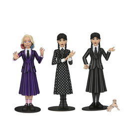 Neca Toony Terrors - Surtido de 12 Figuras Wednesday Addams con Miércoles (Uniforme y Vestido) y Enid, basadas en la serie de Netflix Wednesday