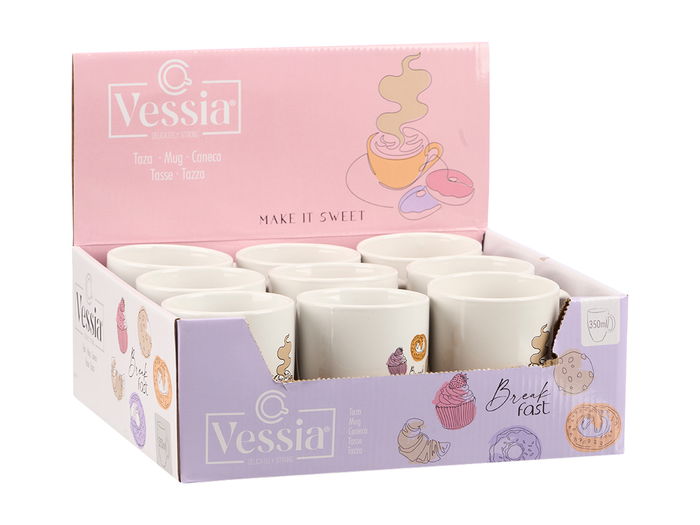 Vessia Taza Porcelana Make It Sweet Surtidos 350 ml 12.4x10x8.3 cm (Set de 27)
