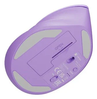 Natec Crake 2 Ratón Ergonómico Vertical Inalámbrico para Mano Derecha, Bluetooth 5.2 + RF 2.4GHz, 2400 DPI, 6 Botones, Compatible con Windows/macOS/Android/iOS, Color Lavanda