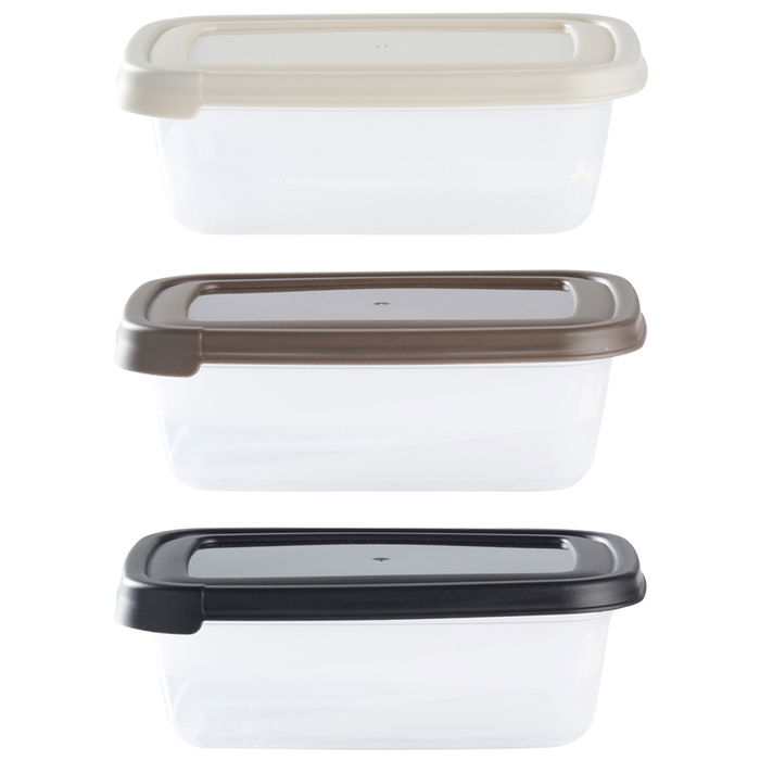 Day - Juego de 3 Fiambreras Herméticas de 600 ml, Aptas para Alimentos, Apilables y Lavavajillas, Colores: Beige, Taupe, Negro