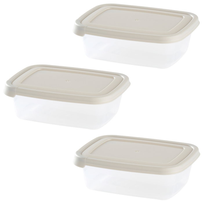 Day - Juego de 3 Fiambreras Herméticas de 600 ml, Aptas para Alimentos, Apilables y Lavavajillas, Colores: Beige, Taupe, Negro