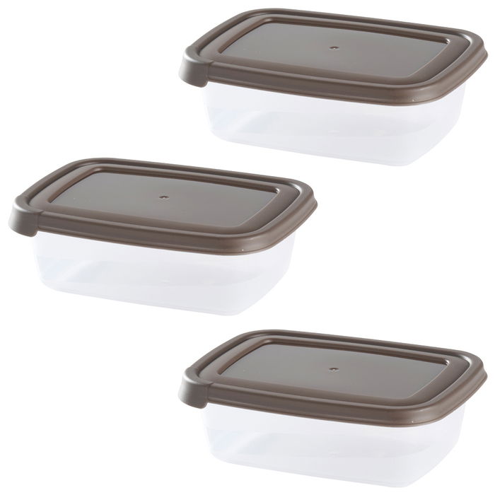 Day - Juego de 3 Fiambreras Herméticas de 600 ml, Aptas para Alimentos, Apilables y Lavavajillas, Colores: Beige, Taupe, Negro