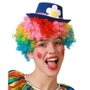 Atosa Sombrero de Disfraz de Payaso Adulto en Fieltro Azul con Flor Blanca y Cinta de Cuadros