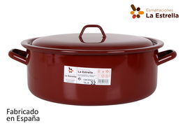 La Estrella Cacerola Esmaltada con Tapa 32 cm - 10 L Colección Teja (4 Unidades)