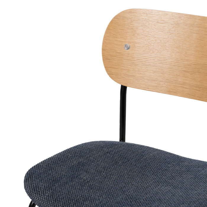 Silla Natural-Azul Tejido-Metal Salón 49 X 53 X 80 cm (Set de 4)