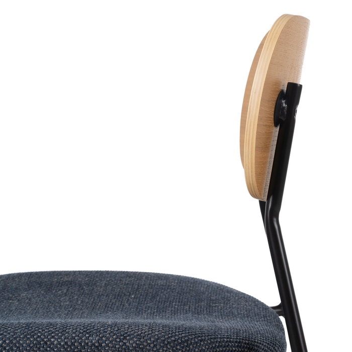 Silla Natural-Azul Tejido-Metal Salón 49 X 53 X 80 cm (Set de 4)