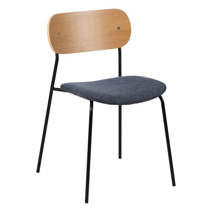 Silla Natural-Azul Tejido-Metal Salón 49 X 53 X 80 cm (Set de 4)