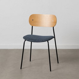 Silla Natural-Azul Tejido-Metal Salón 49 X 53 X 80 cm (Set de 4)