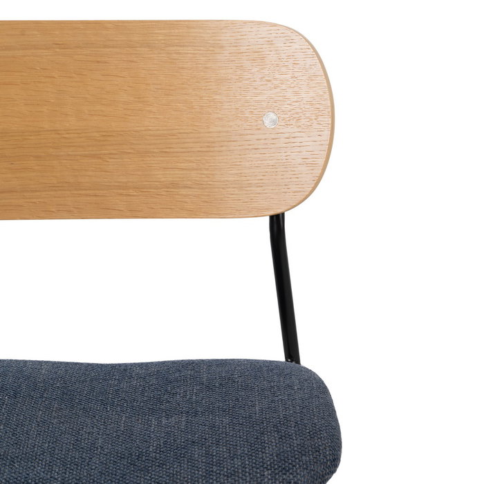 Silla Natural-Azul Tejido-Metal Salón 49 X 53 X 80 cm (Set de 4)