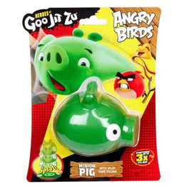 Heroes of Goo Jit Zu Figura Estirable Minion Pig de Angry Birds Verde, Estira Hasta 3x Su Tamaño con Relleno de Arena Blanda, Juguete Sensorial para Niños +4 Años