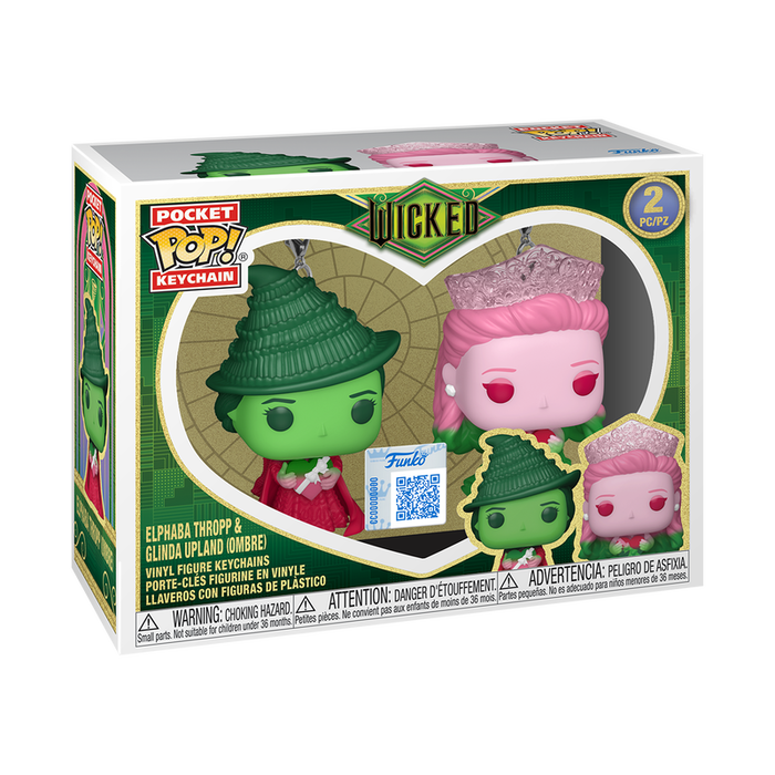 Funko Pop! Keychain Wicked - Elphaba & Glinda con efecto Ombre - Pack de 2 llaveros - Edición Exclusiva