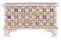Giner Y Colomer Baúl Madera de Mango con Detalles en Cerámica y Bronce Blanco Envejecido 45x80x40 cm