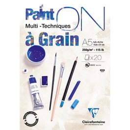 Bloc De Dibujo Clairefontaine Paint On Multitecnicas Encolado Con Grano A5 250G 20H (Set de 4)