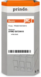 Prindo Basic Cinta mecanográfica Blanco sobre negro para DYMO
