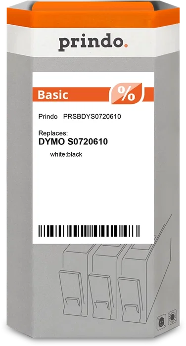 Prindo Basic Cinta mecanográfica Blanco sobre negro para DYMO Prindo Basic Cinta mecanográfica Blanco sobre negro para DYMO