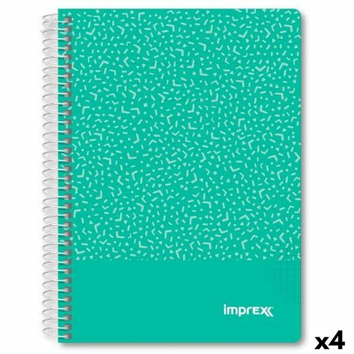 IMPREX Cuaderno Espiral Tapa PP A5 80H 90gr 4x4 Verde (Set de 4) SKU: B15634L5K2