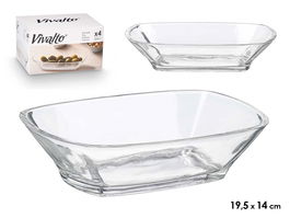 Vivalto Bandeja Aperitivo Transparente Vidrio 19.5 x 14 cm (Set de 24)