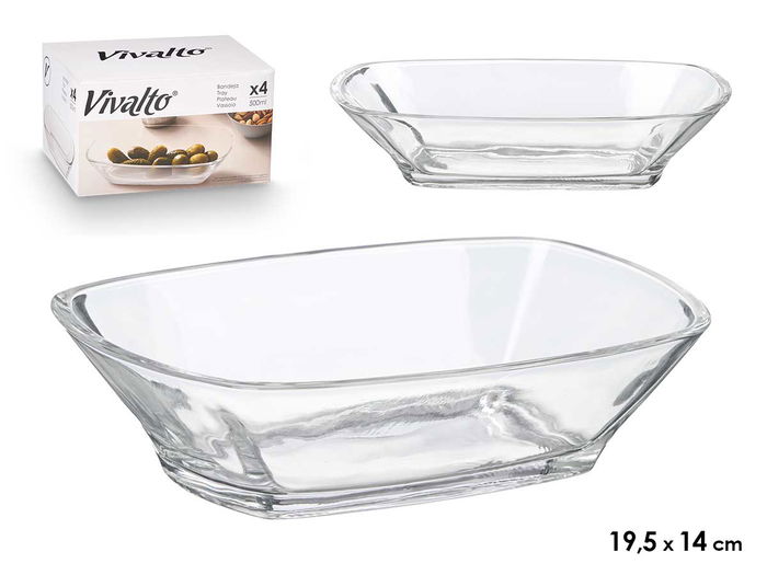 Vivalto Bandeja Aperitivo Transparente Vidrio 19.5 x 14 cm (Set de 24) Vivalto Bandeja Aperitivo Transparente Vidrio 19.5 x 14 cm (Set de 24)