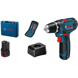 Bosch Professional GSR 12V-15 Destornillador Inalámbrico 12V (2 Baterías 2.0Ah, Cargador, Estuche, Juego de 10 Puntas)