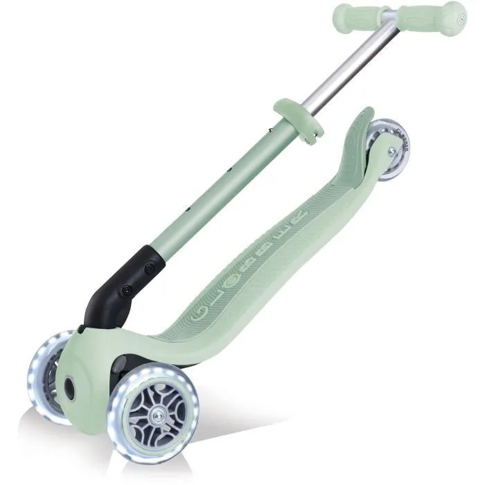 Patinete plegable de 3 ruedas - GLOBBER - JUNIOR LIGHTS ECOLOGIC - Verde pistacho - Luminoso - Plástico reciclado - 2 a 6 años - 50 Kg