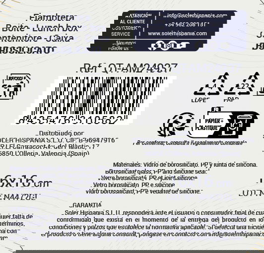 Inde Fiambrera Cuadrada Hermética 16x16 cm 750 cc Ambare (6 Unidades)