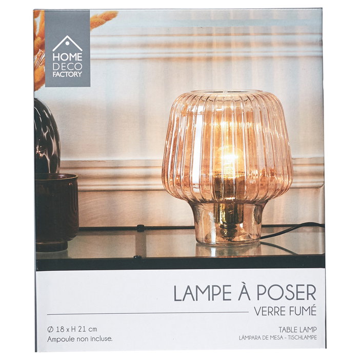 Home Deco Factory Lámpara Mesa Vidrio Ámbar Lounge d.18 cm h.21 cm