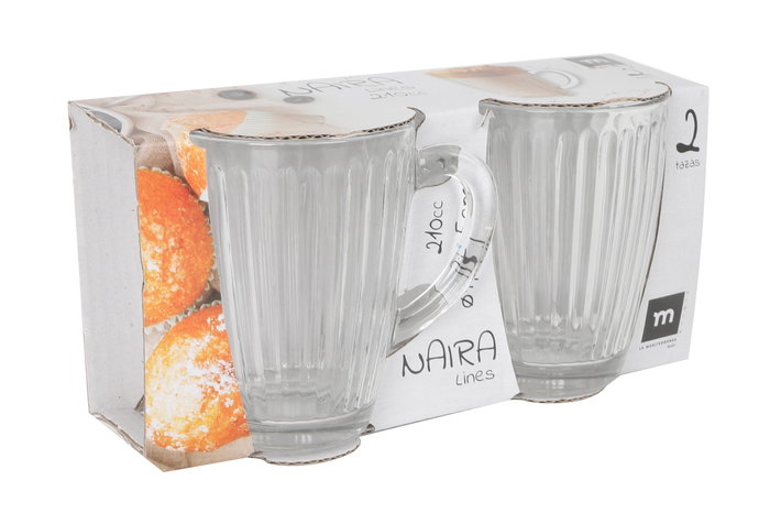 La Mediterranea Set 2 Tazas Café con Leche Lines Naira 21 cl (36 Cajas)