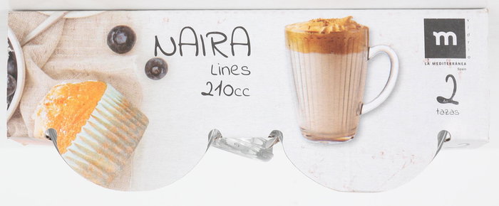 La Mediterranea Set 2 Tazas Café con Leche Lines Naira 21 cl (36 Cajas)