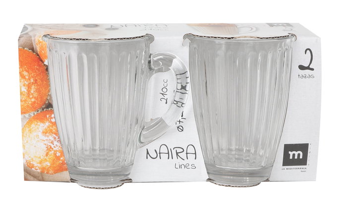 La Mediterranea Set 2 Tazas Café con Leche Lines Naira 21 cl (36 Cajas)