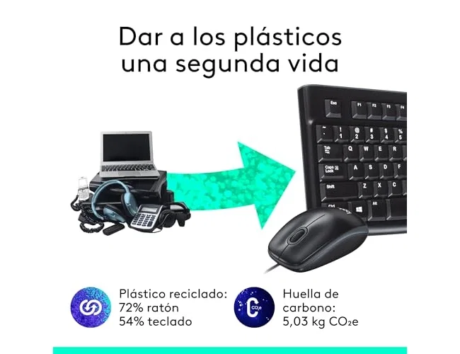 Logitech MK120 Combo de Teclado y Ratón USB Negro