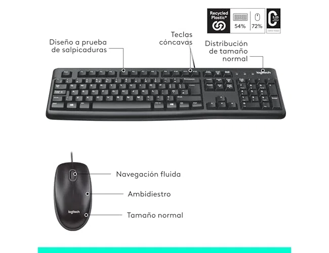 Logitech MK120 Combo de Teclado y Ratón USB Negro