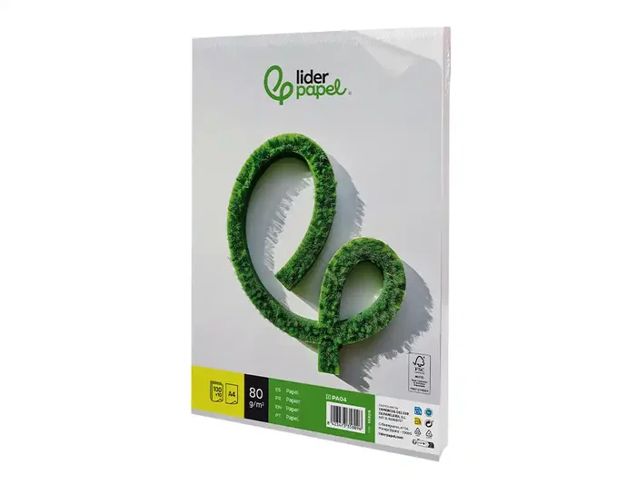 Liderpapel Papel A4 80g/m2 Liso para Escritura, Paquete de 100 Hojas + 10 Gratis