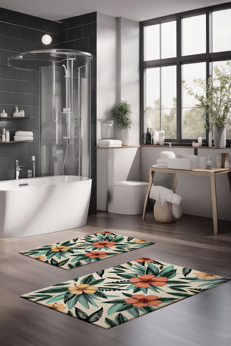 Mijölnir CT-5325 Juego de Alfombrillas de Baño 2 Piezas Poliéster Antideslizante Antibacteriano 40x60cm 60x100cm