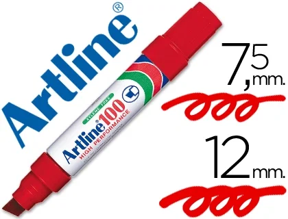 Artline Rotulador Permanente 100 Rojo Punta Biselada 7,5-12 mm Artline Rotulador Permanente 100 Rojo Punta Biselada 7,5-12 mm