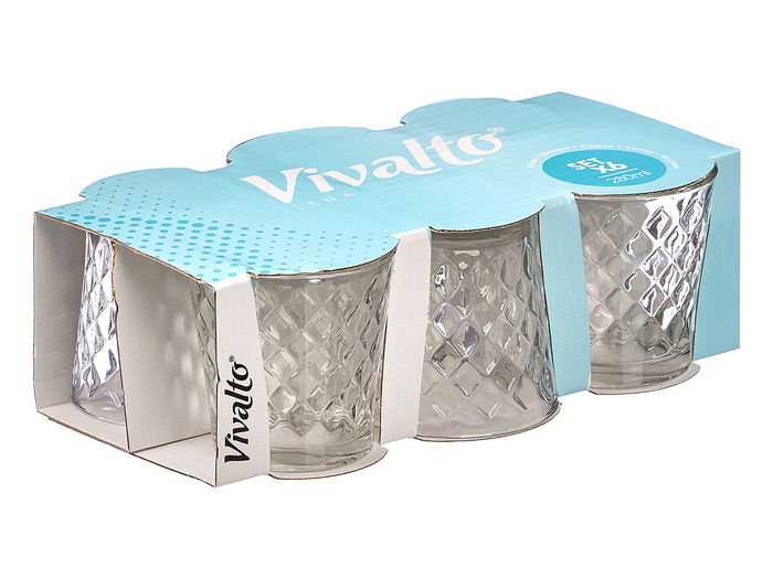 Vivalto Set 6 Vasos Rombos 280ml Vidrio Transparente 27x9x16cm (Set de 8)