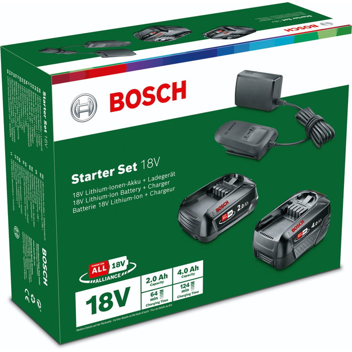 Bosch Starter-Set 18V con baterías de 2Ah y 4Ah y cargador AL18V-20 EU Bosch Starter-Set 18V con baterías de 2Ah y 4Ah y cargador AL18V-20 EU