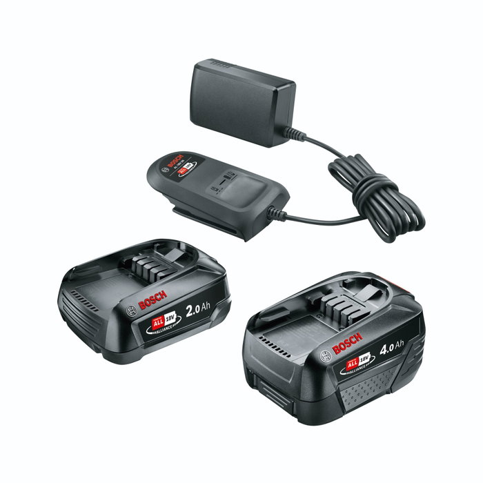 Bosch Starter-Set 18V con baterías de 2Ah y 4Ah y cargador AL18V-20 EU Bosch Starter-Set 18V con baterías de 2Ah y 4Ah y cargador AL18V-20 EU